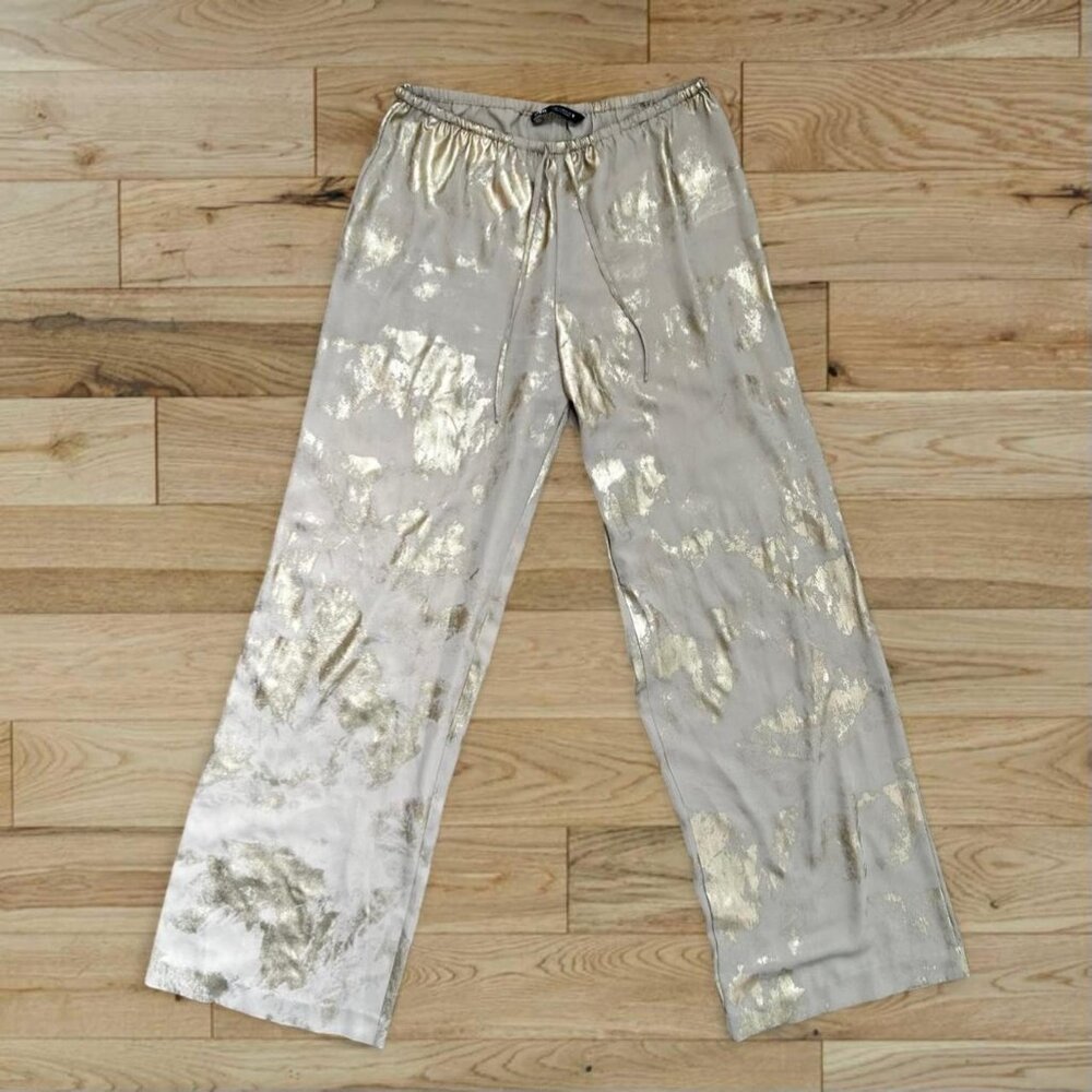 Zara Gold Shimmer Metallic Beach Pant